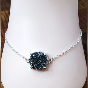 925 Sterling Silver Peacock Druzy Tennis Bracelet